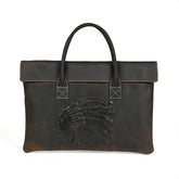 Premium Crazy Horse Leather Briefcase — Professional Full-Grain Cowhide Business Bag — Large Capacity Handheld Computer Tote for Men