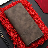 Men’s Ultra-Thin Long Wallet - Japanese & Korean Style Minimalist Card Holder - Retro Aesthetic Multi-Slot Travel Purse for Students & Trendsetters