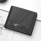 Slim Men's Bifold Wallet - Vintage Embossed Lettering & Genuine Leather Texture - Multi-Card Casual Billfold with Coin Pocket for Students & Minimalists