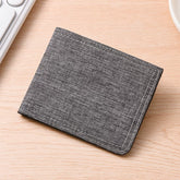 Men'S Short Canvas Wallet With Multiple Card Slots, Simple Student Horizontal Snap Wallet, Youth Folding Ultra-Thin Small Wallet