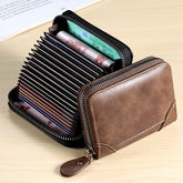Elite Men's RFID-Blocking Card Case: Genuine Leather Texture Anti-Theft Slim Wallet with High-Capacity Multi-Slot Organizer